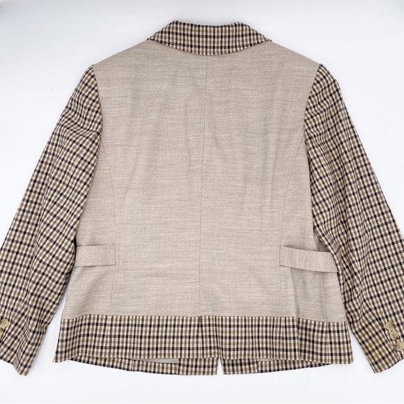 Doncaster Collection Women's Virgin Wool Tan Plaid Equestrian Style Jacket Sz 12 - Picture 9 of 13